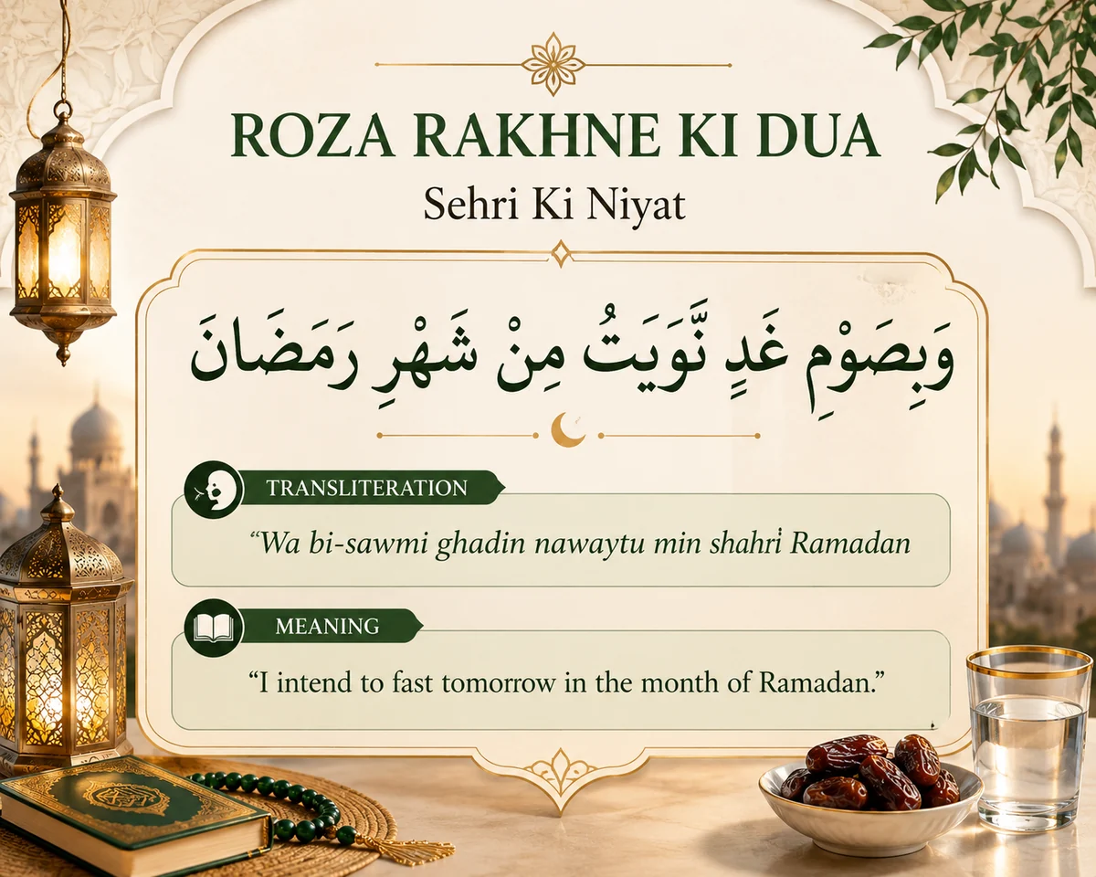 Roza Rakhne Ki Dua – Sehri Ki Niyat in Arabic, Urdu & English — illustration 2