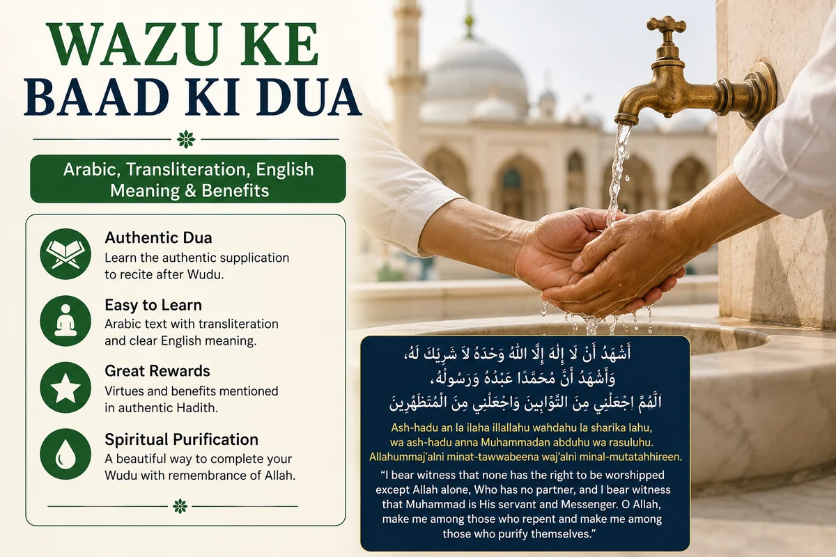 Wazu Ke Baad Ki Dua in English – Arabic, Transliteration, Meaning & Benefits — illustration 1