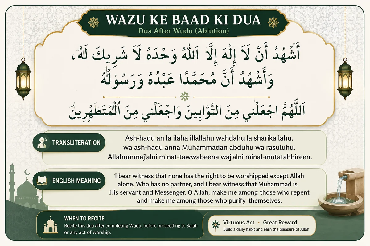 Wazu Ke Baad Ki Dua in English – Arabic, Transliteration, Meaning & Benefits — illustration 2